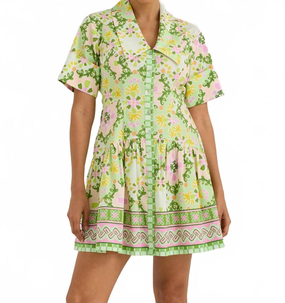 NEW ALIVIA julia mini dress in green clover canvas